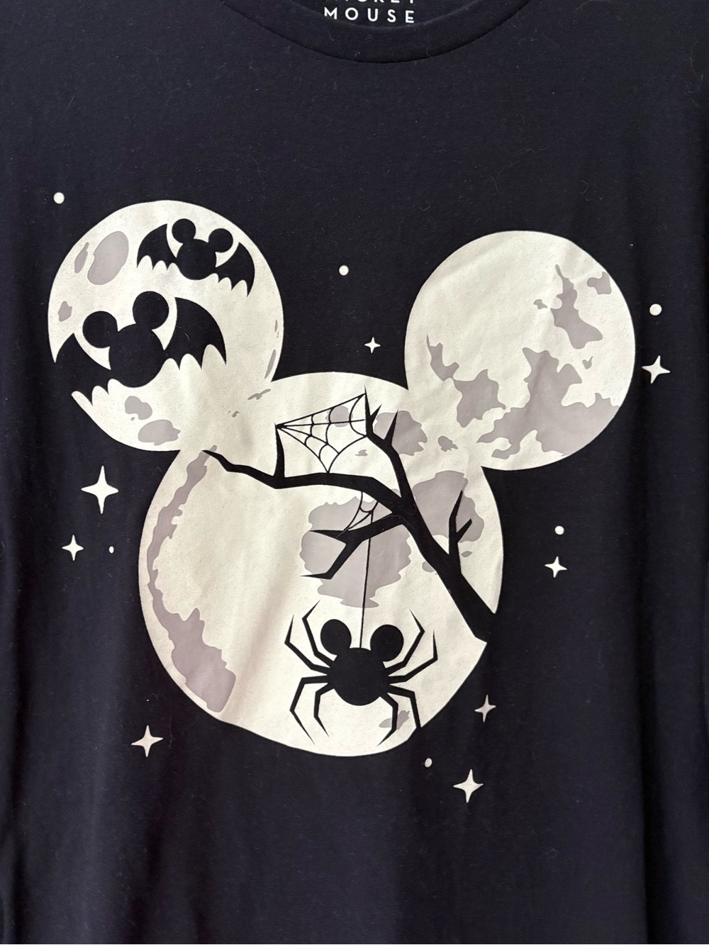 Disney Black Halloween Glow in the Dark Mickey Moon Graphic Tee